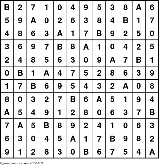 The grouppuzzles.com Answer grid for the Sudoku-12 puzzle for Thursday April 25, 2024