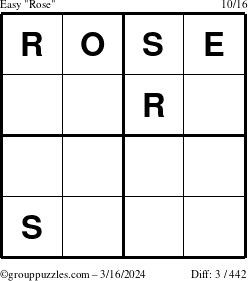 The grouppuzzles.com Easy Rose puzzle for Saturday March 16, 2024