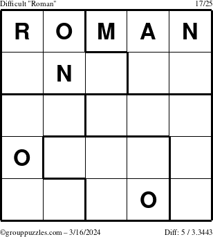 The grouppuzzles.com Difficult Roman puzzle for Saturday March 16, 2024