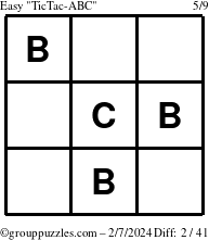 The grouppuzzles.com Easy TicTac-ABC puzzle for Wednesday February 7, 2024