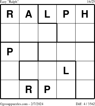 The grouppuzzles.com Easy Ralph puzzle for Wednesday February 7, 2024