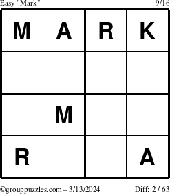 The grouppuzzles.com Easy Mark puzzle for Wednesday March 13, 2024