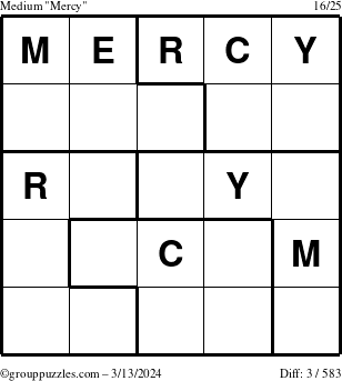The grouppuzzles.com Medium Mercy puzzle for Wednesday March 13, 2024