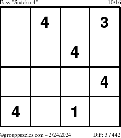 The grouppuzzles.com Easy Sudoku-4 puzzle for Saturday February 24, 2024