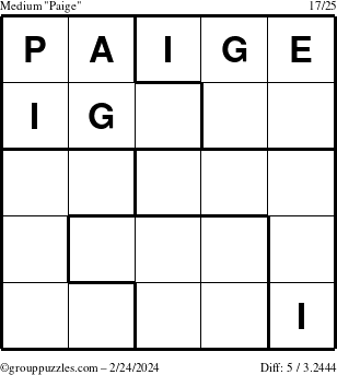 The grouppuzzles.com Medium Paige puzzle for Saturday February 24, 2024