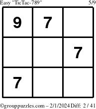 The grouppuzzles.com Easy TicTac-789 puzzle for Thursday February 1, 2024