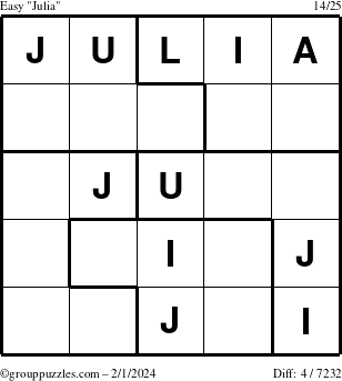 The grouppuzzles.com Easy Julia puzzle for Thursday February 1, 2024