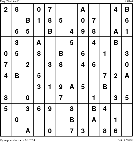The grouppuzzles.com Easy Sudoku-12 puzzle for Thursday February 1, 2024