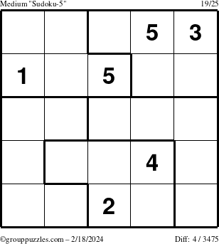 The grouppuzzles.com Medium Sudoku-5 puzzle for Sunday February 18, 2024
