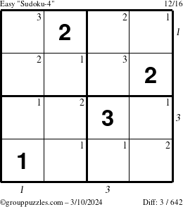 The grouppuzzles.com Easy Sudoku-4 puzzle for Sunday March 10, 2024 with all 3 steps marked