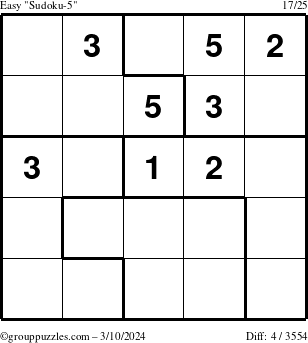 The grouppuzzles.com Easy Sudoku-5 puzzle for Sunday March 10, 2024