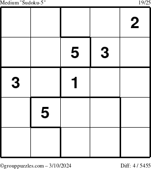 The grouppuzzles.com Medium Sudoku-5 puzzle for Sunday March 10, 2024