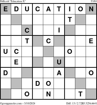 The grouppuzzles.com Difficult Education-X puzzle for Sunday March 10, 2024