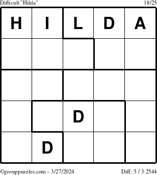 The grouppuzzles.com Difficult Hilda puzzle for Wednesday March 27, 2024