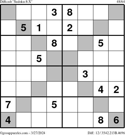 The grouppuzzles.com Difficult Sudoku-8-X puzzle for Wednesday March 27, 2024