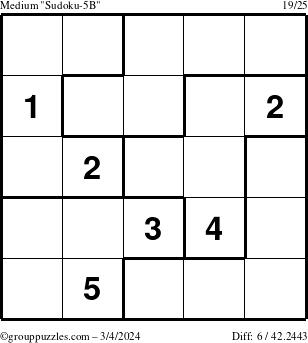 The grouppuzzles.com Medium Sudoku-5B puzzle for Monday March 4, 2024