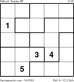 The grouppuzzles.com Difficult Sudoku-5B puzzle for Monday March 4, 2024