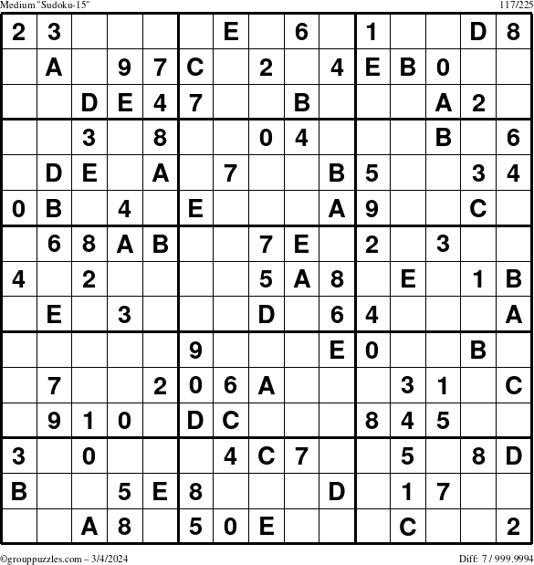 The grouppuzzles.com Medium Sudoku-15 puzzle for Monday March 4, 2024