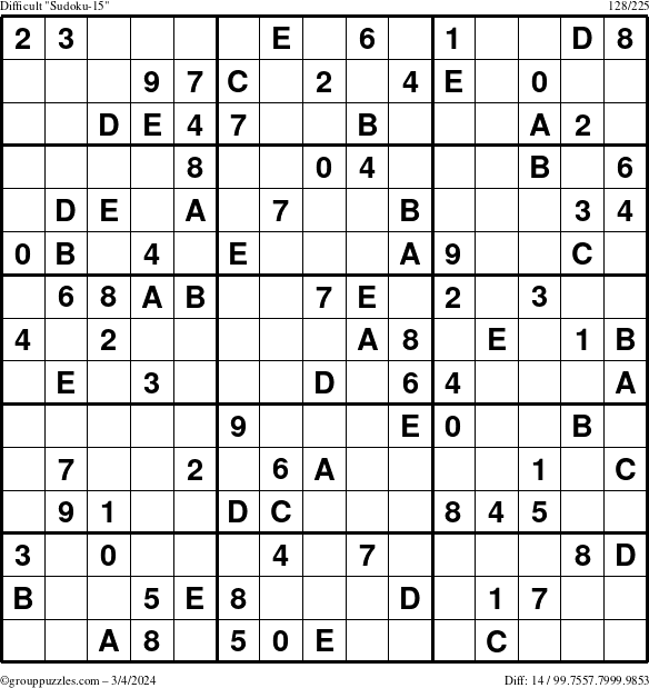 The grouppuzzles.com Difficult Sudoku-15 puzzle for Monday March 4, 2024