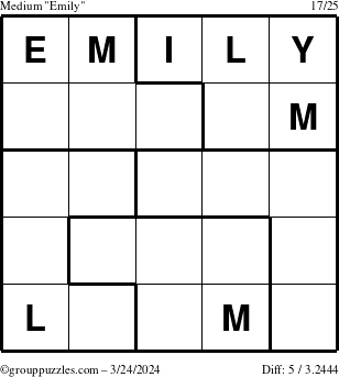 The grouppuzzles.com Medium Emily puzzle for Sunday March 24, 2024