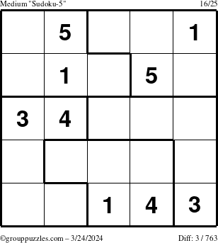 The grouppuzzles.com Medium Sudoku-5 puzzle for Sunday March 24, 2024