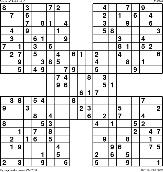 The grouppuzzles.com Medium Sudoku-by5 puzzle for Sunday March 24, 2024