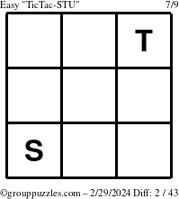 The grouppuzzles.com Easy TicTac-STU puzzle for Thursday February 29, 2024