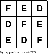 The grouppuzzles.com Answer grid for the TicTac-DEF puzzle for Tuesday February 6, 2024