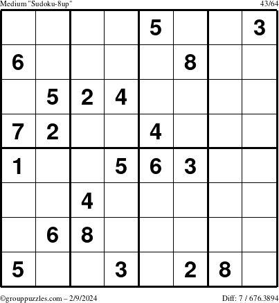 The grouppuzzles.com Medium Sudoku-8up puzzle for Friday February 9, 2024