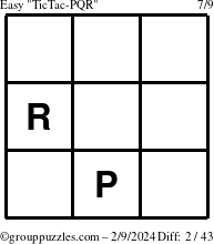 The grouppuzzles.com Easy TicTac-PQR puzzle for Friday February 9, 2024