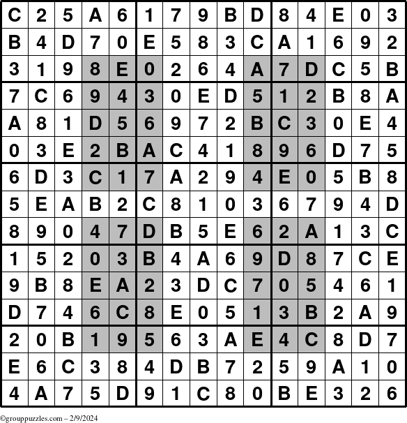 The grouppuzzles.com Answer grid for the HyperSudoku-15 puzzle for Friday February 9, 2024