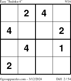 The grouppuzzles.com Easy Sudoku-4 puzzle for Tuesday March 12, 2024