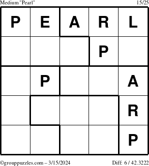 The grouppuzzles.com Medium Pearl puzzle for Friday March 15, 2024