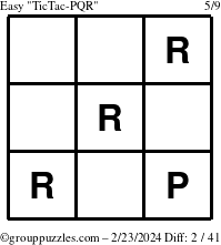 The grouppuzzles.com Easy TicTac-PQR puzzle for Friday February 23, 2024