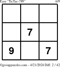 The grouppuzzles.com Easy TicTac-789 puzzle for Sunday April 21, 2024