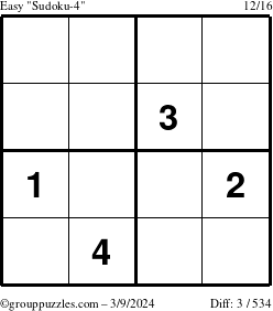The grouppuzzles.com Easy Sudoku-4 puzzle for Saturday March 9, 2024