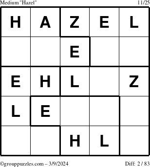 The grouppuzzles.com Medium Hazel puzzle for Saturday March 9, 2024