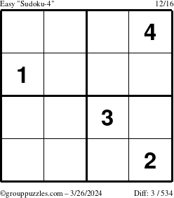 The grouppuzzles.com Easy Sudoku-4 puzzle for Tuesday March 26, 2024
