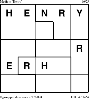 The grouppuzzles.com Medium Henry puzzle for Saturday February 17, 2024