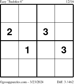 The grouppuzzles.com Easy Sudoku-4 puzzle for Saturday March 23, 2024