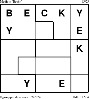 The grouppuzzles.com Medium Becky puzzle for Sunday March 3, 2024
