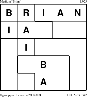The grouppuzzles.com Medium Brian puzzle for Sunday February 11, 2024