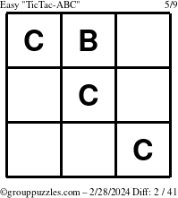 The grouppuzzles.com Easy TicTac-ABC puzzle for Wednesday February 28, 2024