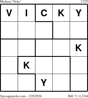 The grouppuzzles.com Medium Vicky puzzle for Wednesday February 28, 2024
