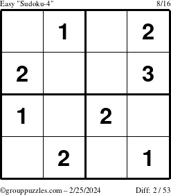 The grouppuzzles.com Easy Sudoku-4 puzzle for Sunday February 25, 2024