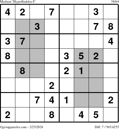 The grouppuzzles.com Medium HyperSudoku-8 puzzle for Sunday February 25, 2024