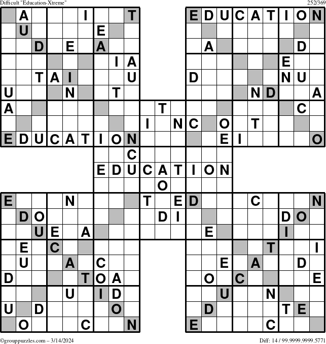 The grouppuzzles.com Difficult Education-Xtreme puzzle for Thursday March 14, 2024