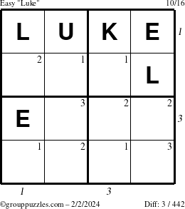 The grouppuzzles.com Easy Luke puzzle for Friday February 2, 2024 with all 3 steps marked