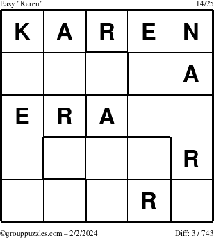 The grouppuzzles.com Easy Karen puzzle for Friday February 2, 2024