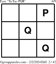 The grouppuzzles.com Easy TicTac-PQR puzzle for Friday February 2, 2024